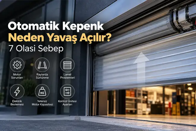 Otomatik kepenk neden yavaş açılır? Motor, ray ve elektrik kaynaklı 7 olası nedeni, arıza belirtilerini ve güvenli çözüm önerilerini öğrenin.
